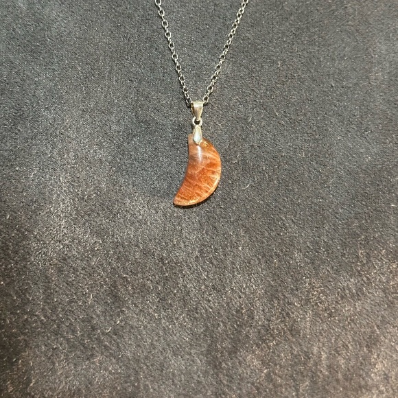 Sunstone Crescent Moon Pendant Necklace - Picture 11 of 13